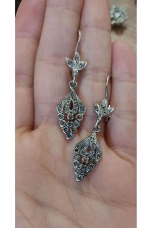 Vintage Tasarım Platin Modeli Pırlanta Küpe