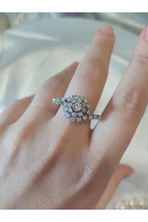 Antika Platin Modeli Salyangoz Temalı Pırlanta yüzük