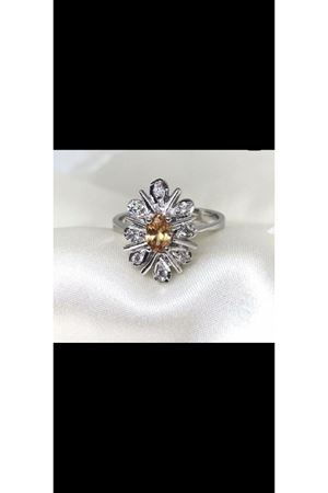 Vintage Tasarım Katty Smoki Topaz Platin Modeli Pırlanta Yüzük