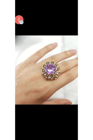 Vintage Tasarım Pırlanta ve Ametist Taşlı Yüzük