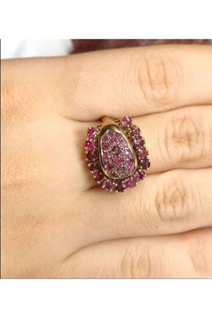 Antika Fransız El İşi Yakut Taşlı Fantazi Yüzük