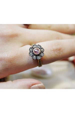 Antika Özel Tasarım Flet Turmalin Gül Modeli Yüzük