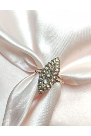 Antika El İşi Elmaslı Klasik Mekik Yüzük