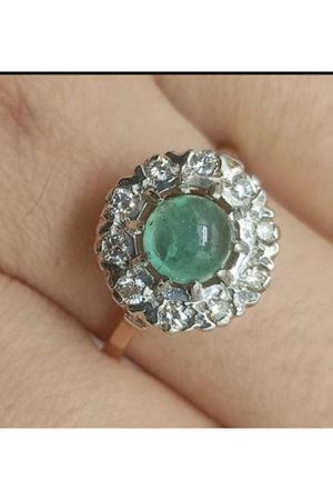 Antika Elişi Gül Modeli Anturaj Turmalin Taşlı Pırlanta Rus Yapımı