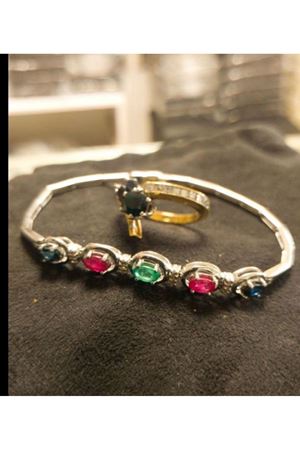 Antika Safir Yakut Zümrüt Pırlanta Taşlı Bileklik