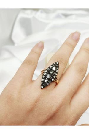 Antika El İşi Özel Tasarım Elmas Mekik Yüzük