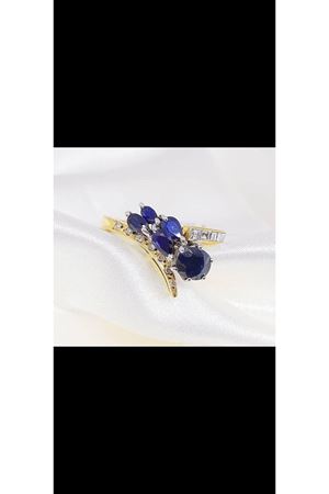 Fransız El İşi Pırlanta Siyah Safir Taşlı Antika Yüzük