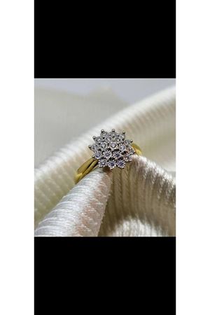 İkinci El Özel Üretim Efektli Pırlanta Çiçek Yüzük