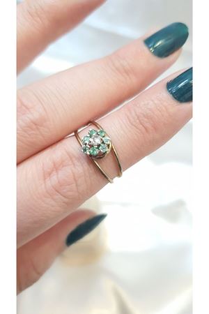 Antika Anturaj Elmaslı Zümrüt Yüzük