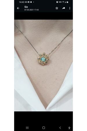 Antika Elişi Opal Taşlı Elmas Halka Kolye