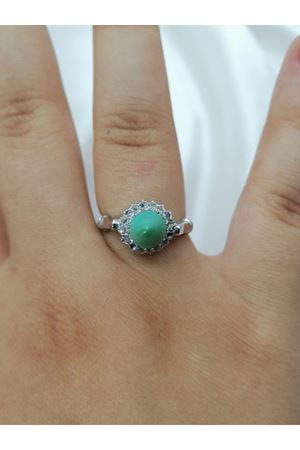 Antika Elmas Firuze Taşlı Anturaj Yüzük