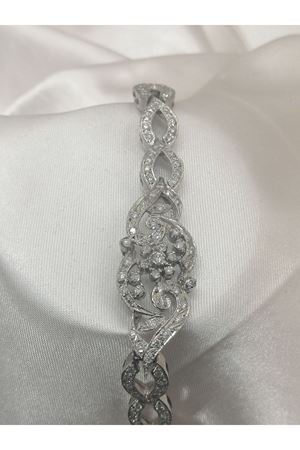 Antika Platin Modeli Çiçekli Bileklik