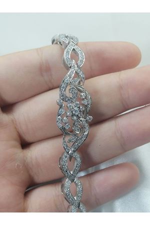 Antika Platin Modeli Çiçekli Bileklik