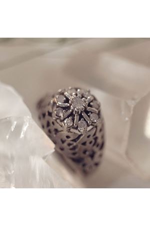 Vintage Tasarım  Platin Modeli Kazayağı Pırlanta Taşlı yüzük