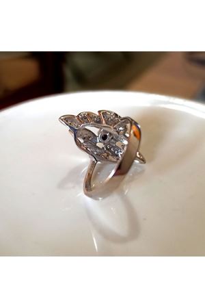 Vintage Tasarım Platin Modeli Baklava Temalı Pırlanta Mekik Yüzük