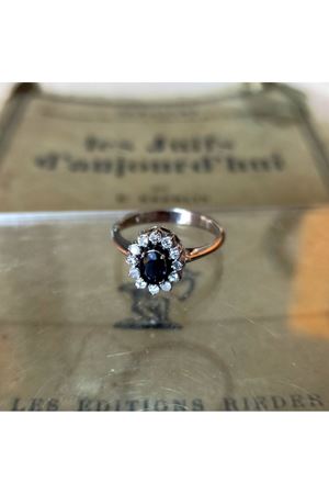 Vintage Tasarım Platin Modeli Safir Taşlı Anturaj Pırlanta Yüzük