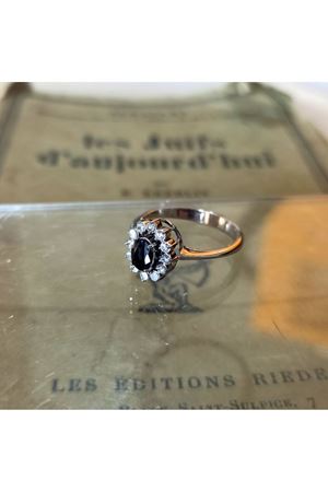 Vintage Tasarım Platin Modeli Safir Taşlı Anturaj Pırlanta Yüzük