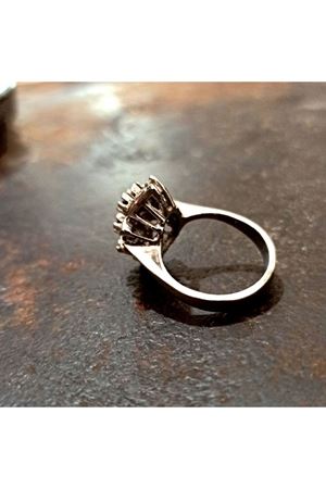 Vintage Tasarım Platin Modeli Yaprak Modeli Safir Taşlı Yüzük