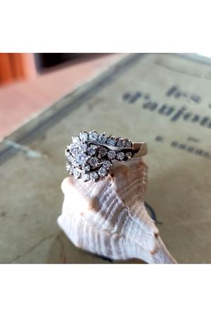 Antika Pırlanta Taşlı Yüzük Salyangoz Platin modeli