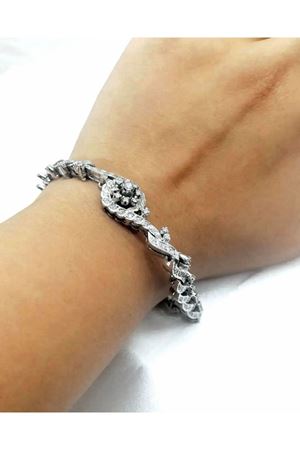 Antika Platin Modeli Pırlanta Taşlı Salyangoz Bileklik