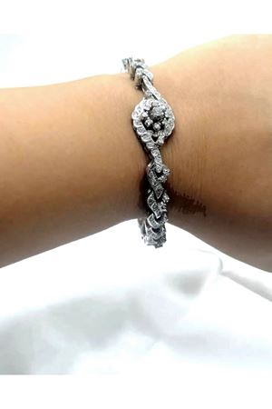 Antika Platin Modeli Pırlanta Taşlı Salyangoz Bileklik