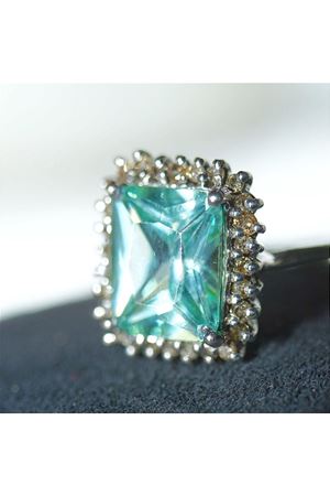 Anturaj Platin Modeli  Pırlanta Savoroski Yüzük