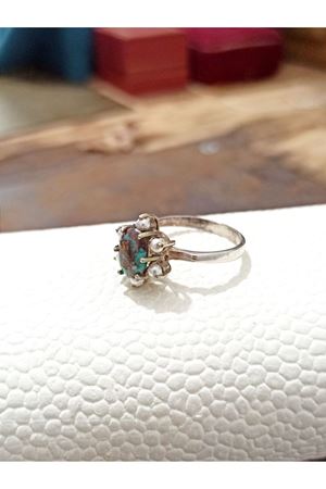 Özel Üretim Firuze Taşlı İncili Yüzük