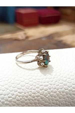 Özel Üretim Firuze Taşlı İncili Yüzük