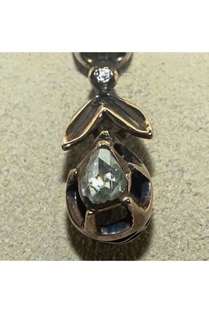 Antika Damla Modeli Yapraklı Elmas Kolye