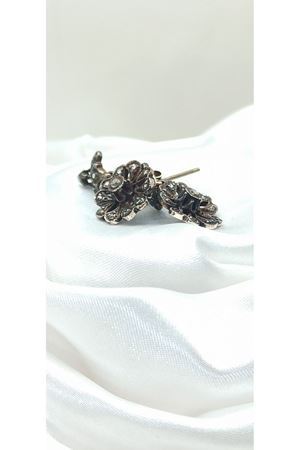 Antika El İşi Çiçek Modeli Sallantılı Vidalı Küpe