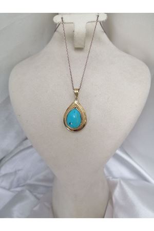 Antika El İş Damla Modeli Firuze Kolye Ucu