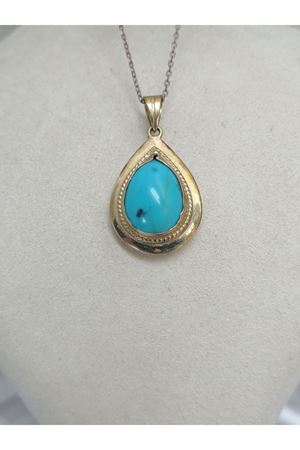 Antika El İş Damla Modeli Firuze Kolye Ucu