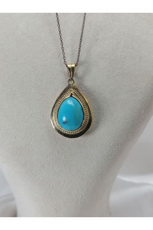 Antika El İş Damla Modeli Firuze Kolye Ucu