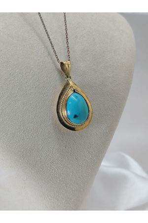 Antika El İş Damla Modeli Firuze Kolye Ucu