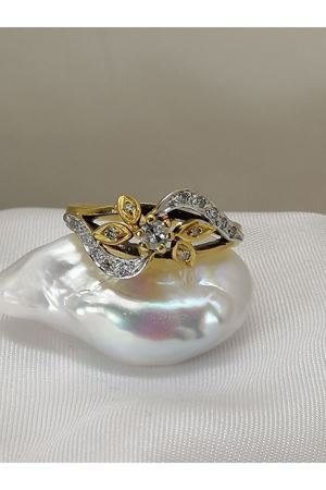 Antika El İş Pırlanta Çiçekli Sarmaşık Modeli Yüzük