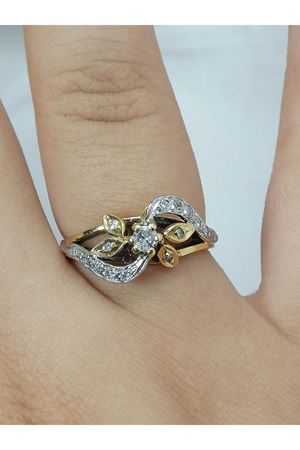 Antika El İş Pırlanta Çiçekli Sarmaşık Modeli Yüzük