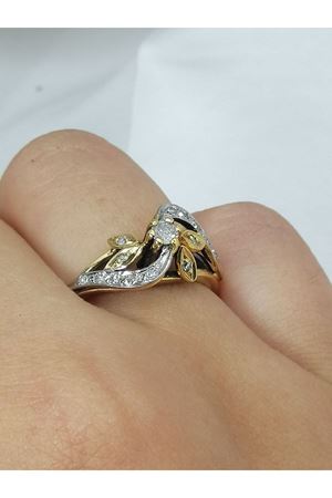 Antika El İş Pırlanta Çiçekli Sarmaşık Modeli Yüzük