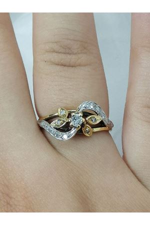 Antika El İş Pırlanta Çiçekli Sarmaşık Modeli Yüzük