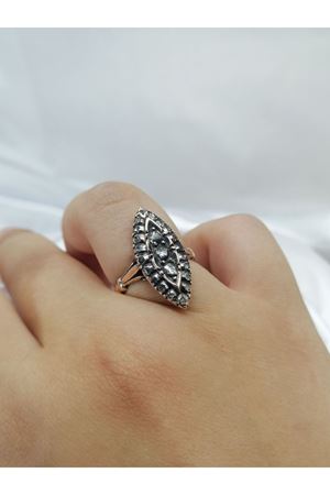 Antika El İşi Elmaslı Klasik Mekik Yüzük