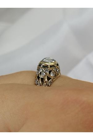 Antika El İşi Kazayağı Elmas Pırlanta Yüzük