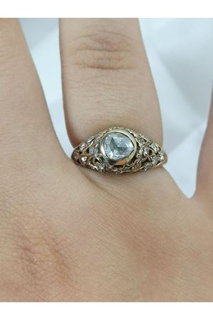 Antika El İşi Kazayağı Elmas Pırlanta Yüzük