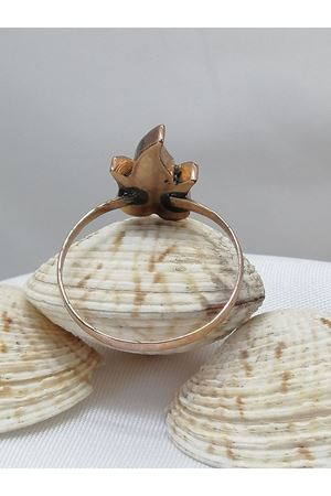 Antika El İşi Minimal Oltu Taşı Alev Temalı Yüzük 