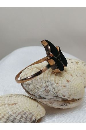 Antika El İşi Minimal Oltu Taşı Alev Temalı Yüzük 