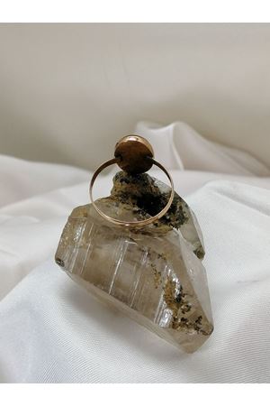 Antika El İşi Minimal Oltu Taşı Oval Yüzük