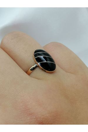 Antika El İşi Minimal Oltu Taşı Oval Yüzük