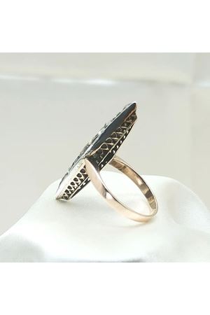 Antika El İşi Özel Tasarım Elmas Taşlı Mekik Yüzük