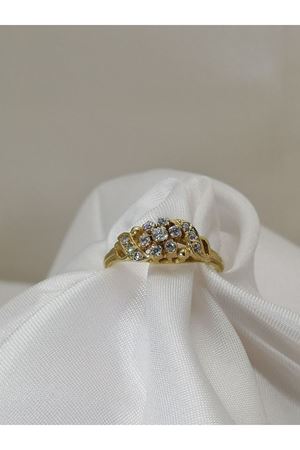 Antika El İşi Özel Tasarım Pırlanta Taşlı Çiçek Modeli Yüzük