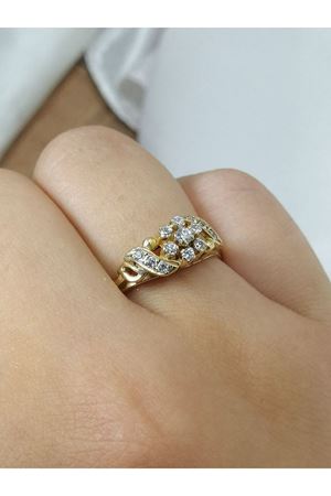 Antika El İşi Özel Tasarım Pırlanta Taşlı Çiçek Modeli Yüzük