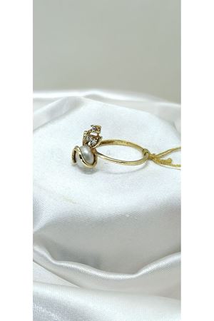 Antika El İşi Yüzük İncili Pırlanta Taşlı Sarmaşık Modeli