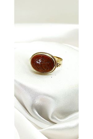 Antika Elişi Akik Mühür Yüzüğü